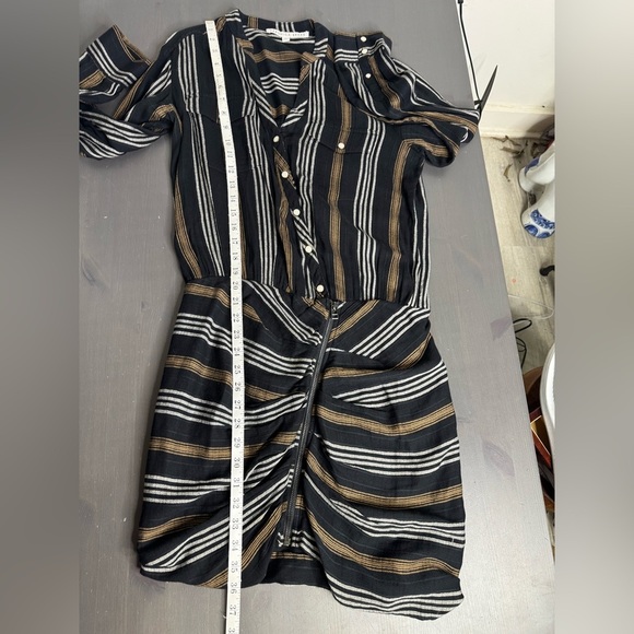 Veronica Beard Ruched Emory Striped Shirt Dress - Picture 9 of 10